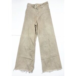 Zara Tan High Rise Straight Sailor Wide Raw Leg Hem Jeans Women's Size 6 26x29